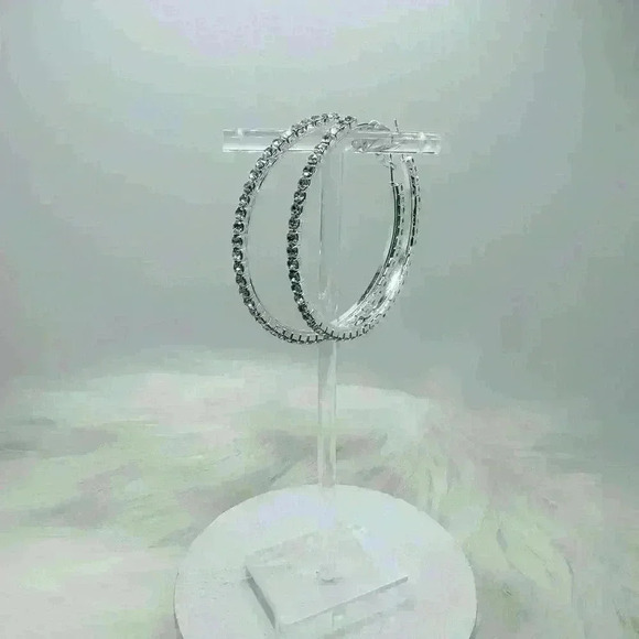 Sparkling Rhinestones Hoop Earrings - Picture 6 of 6